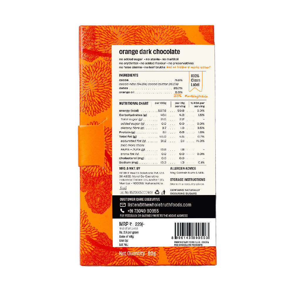 The Whole Truth Foods Dark Chocolate 71% with Orange oil