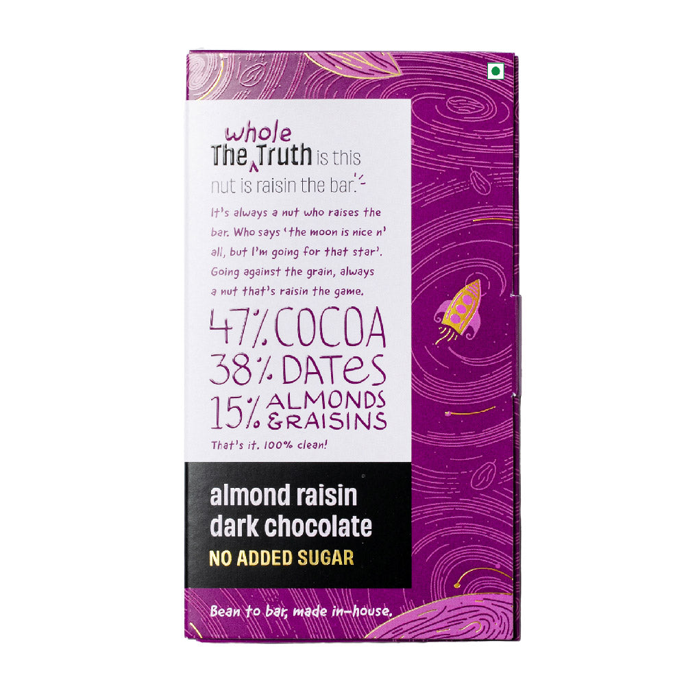 The Whole Truth Foods Dark Chocolate 55% with Almond and Raisin